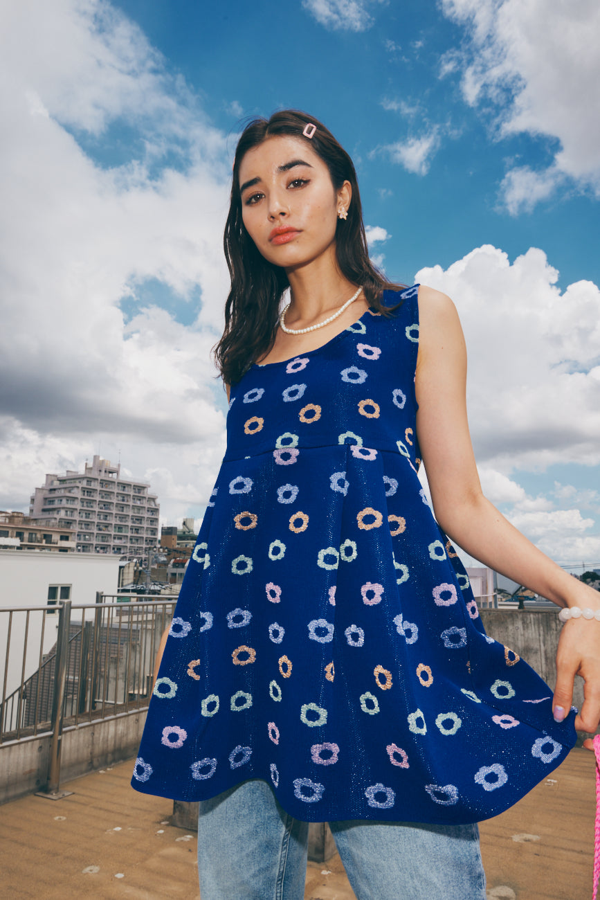 Knit Dress (2-Way) | Navy / Multi