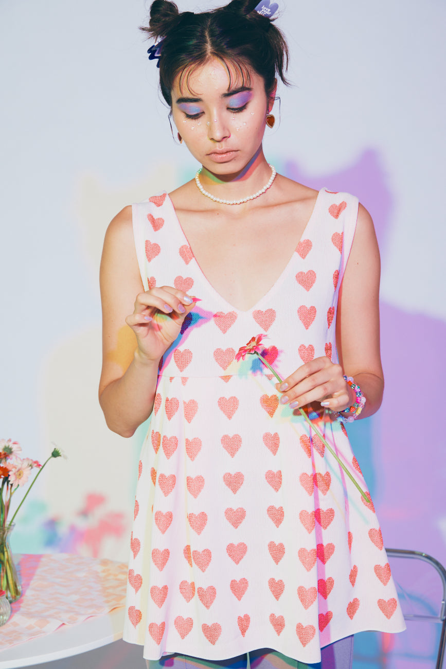 Knit Dress (2-Way) | Red / Hearts