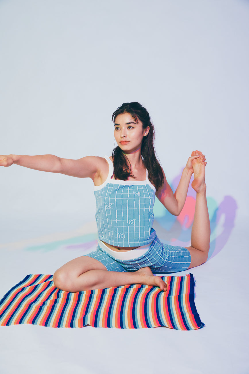 Ribbed Fitted Short | Lt. Blue / Butterfly