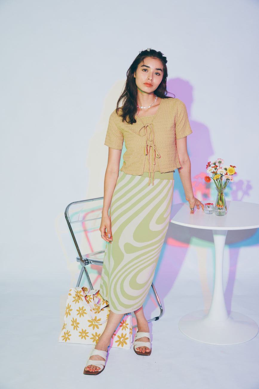 Knit Skirt | Green / Waves