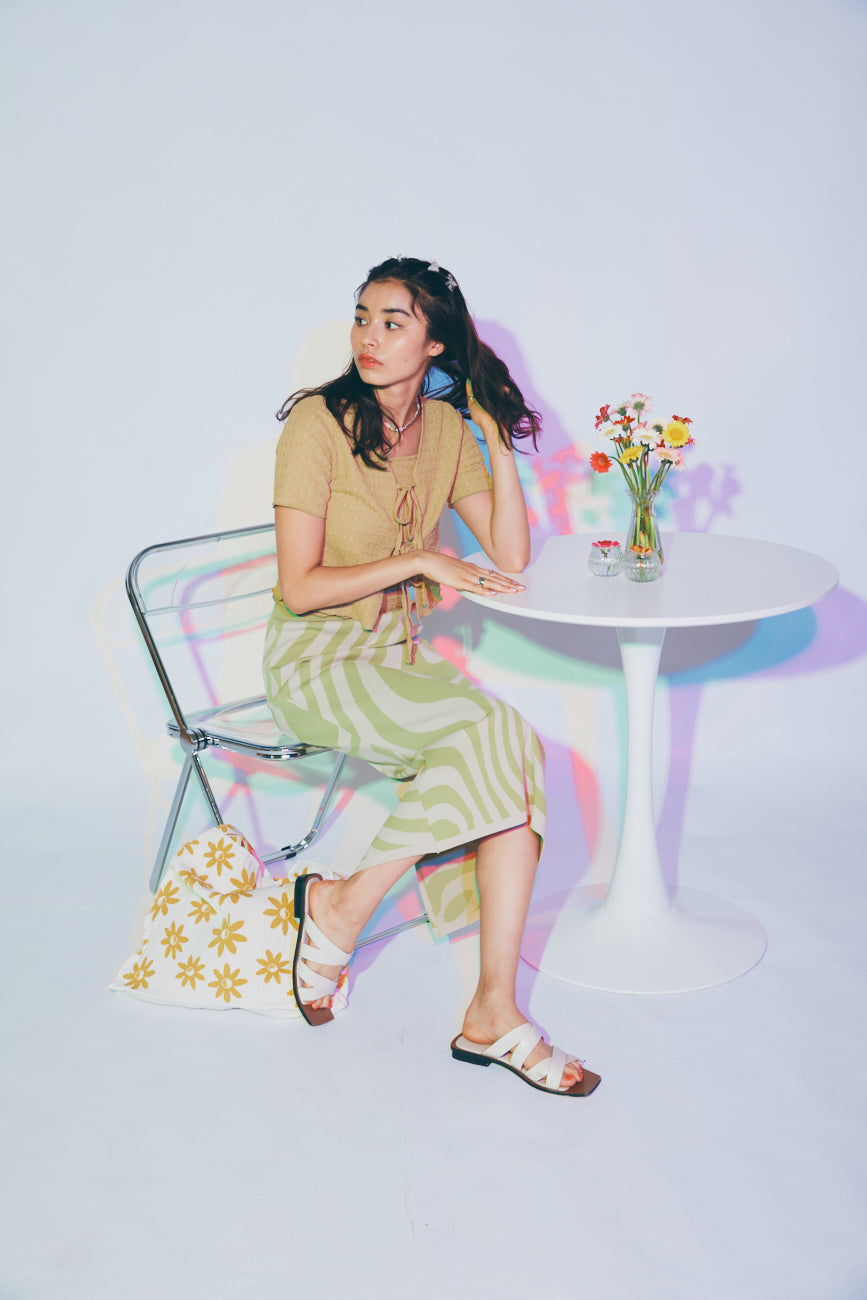 Knit Skirt | Green / Waves