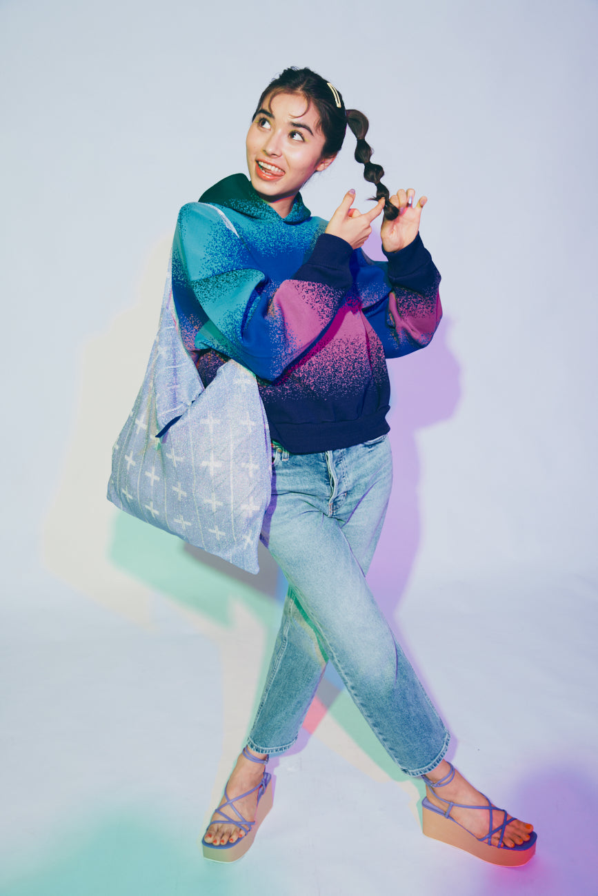 Cropped Boyfriend Knit Hoodie | Multi / Gradient