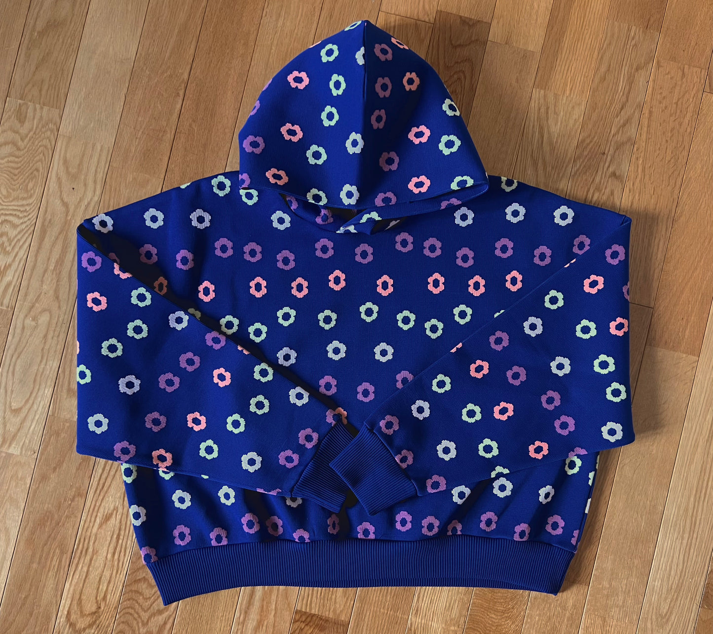 Cropped Boyfriend Knit Hoodie | Multi / Floral