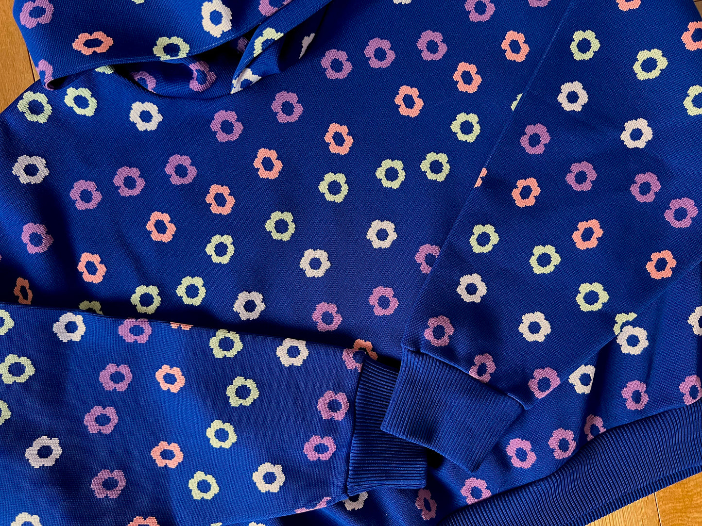 Cropped Boyfriend Knit Hoodie | Multi / Floral