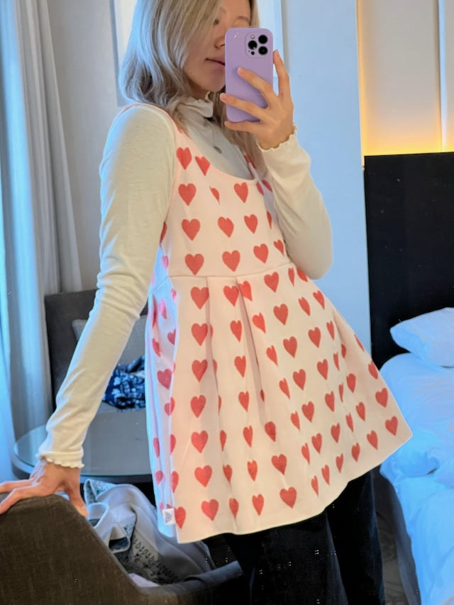 Knit Dress (2-Way) | Red / Hearts