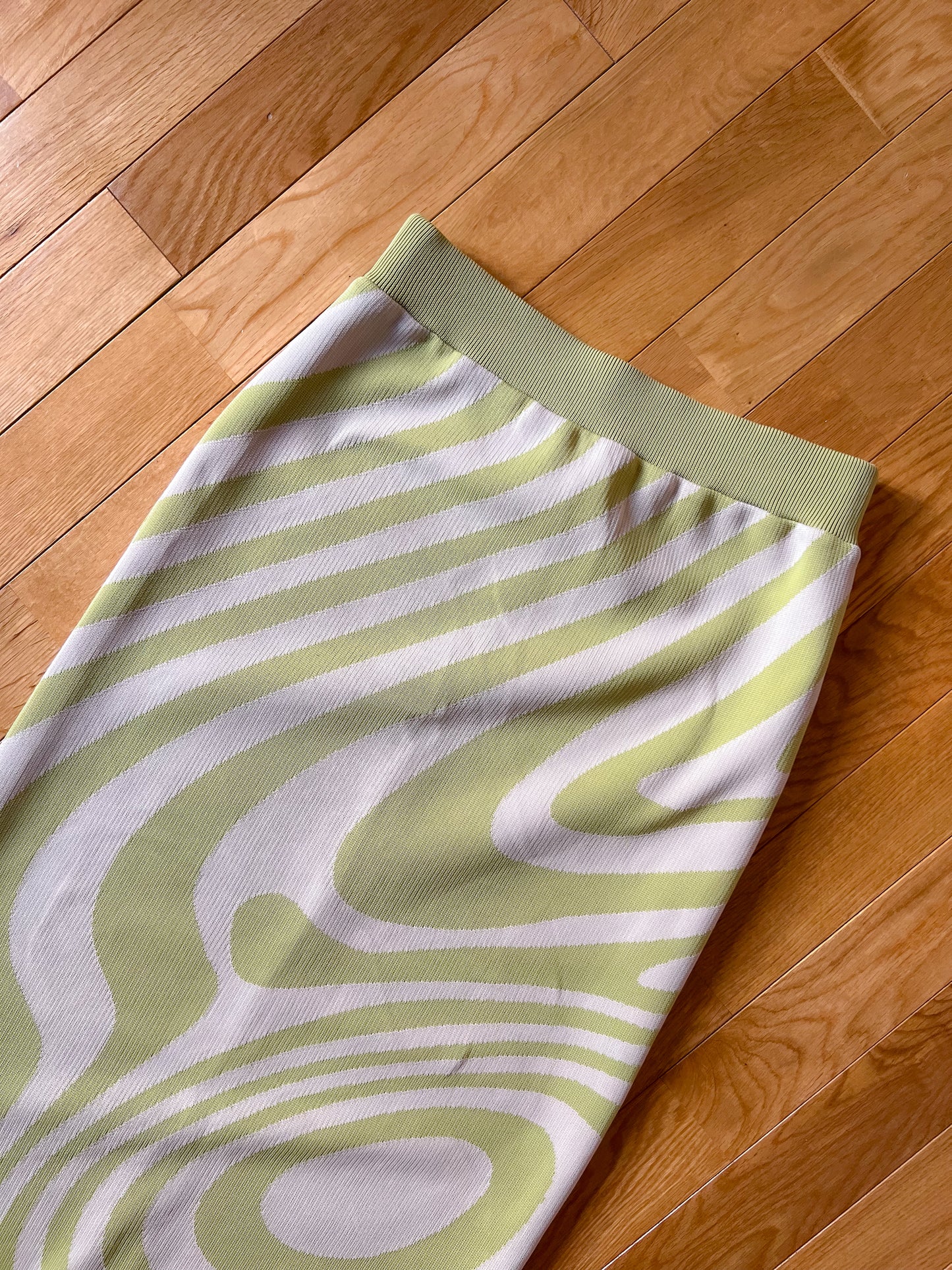 Knit Skirt | Green / Waves