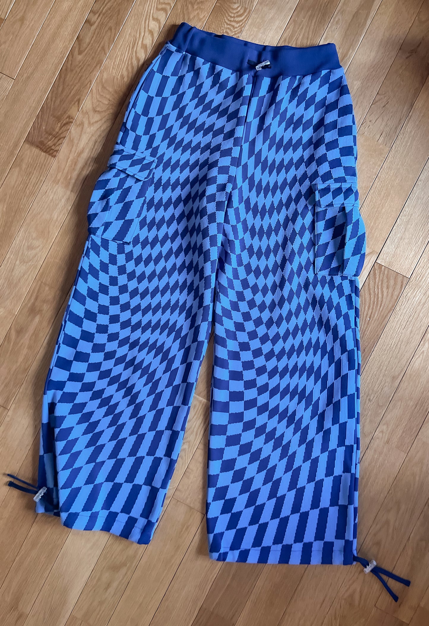 Knit Cargo Pant | Blue / Wavy Check