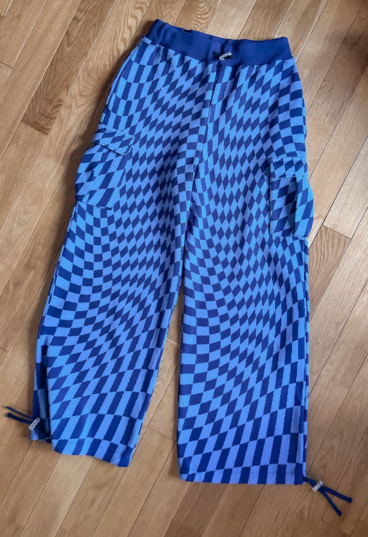 Knit Cargo Pant | Blue / Wavy Check