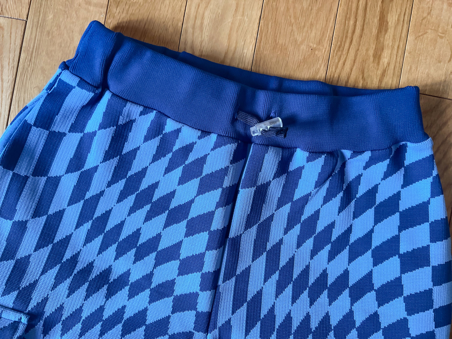 Knit Cargo Pant | Blue / Wavy Check