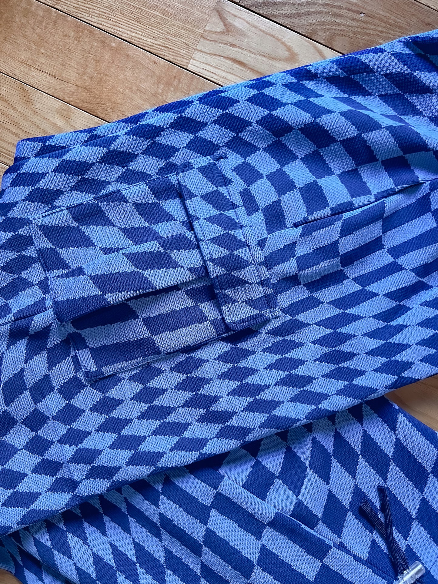 Knit Cargo Pant | Blue / Wavy Check