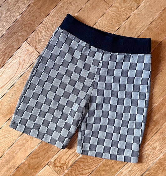 Ribbed Fitted Short | B&W / Checkered