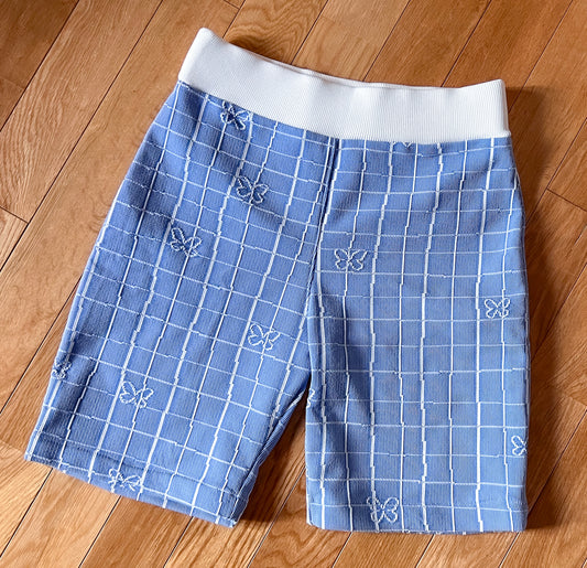 Ribbed Fitted Short | Lt. Blue / Butterfly